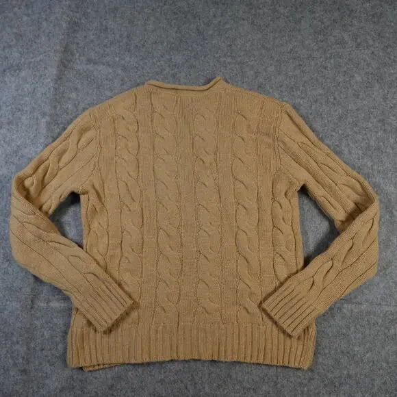 Ralph Lauren Sweater Womens Medium Cable Knit Fisherman Crew Neck Cashmere Wool - Picture 5 of 9